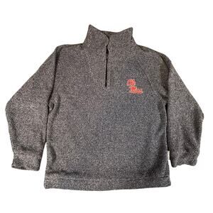 Wooly Threads Ole Miss 1/4‎ Zip Thick Sweatshirt Medium Grey Made in USA